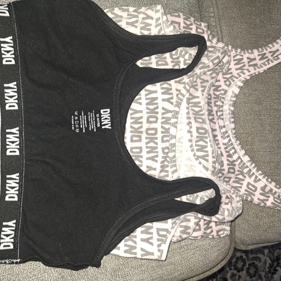DKNY Women's Black and Pink Logo Crop Tops - Picture 1 of 2